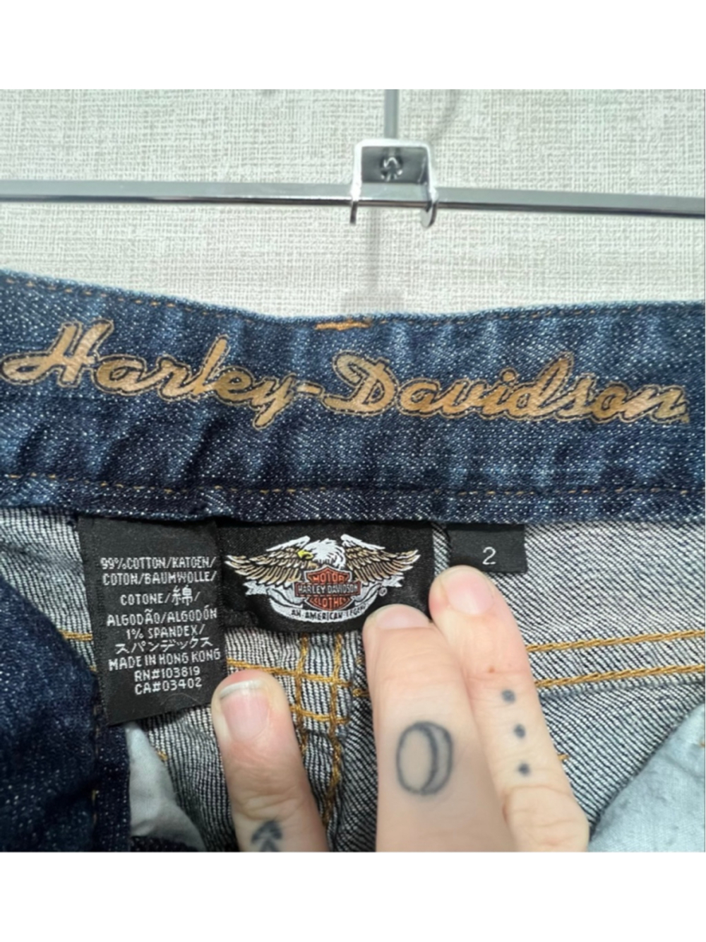 Harley Davidson Y2K Embroidered Logo Bootcut Medium Wash Denim Jeans - Picture 3 of 5